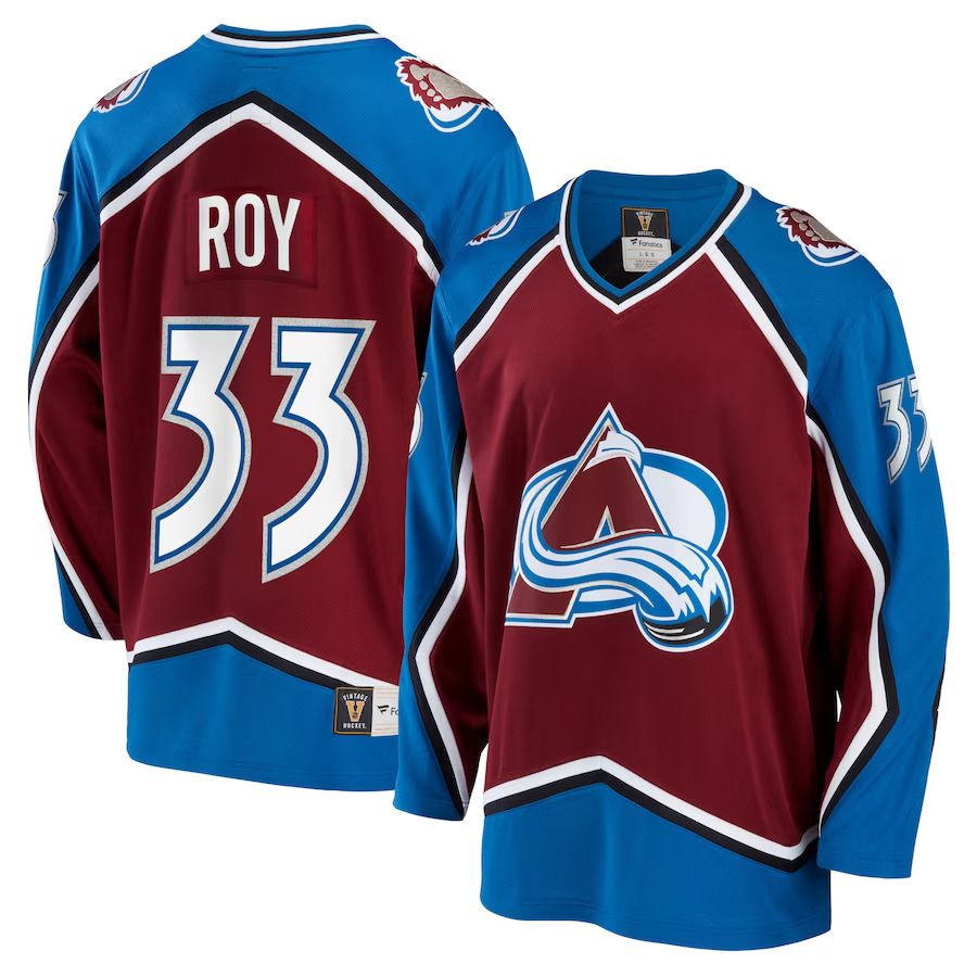 Men Colorado Avalanche #33 Patrick Roy Fanatics Branded Burgundy Breakaway Retired Player NHL Jersey